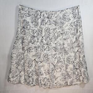 CJ Banks Black & White Floral Print Flared Midi Skirt 18W